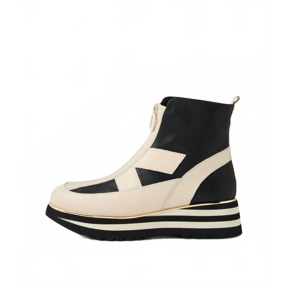 NEW DJANGO & JULIETTE women's ebbiela boot in milk-black leather